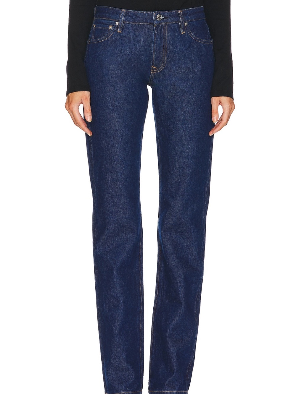 GRLFRND Women's Straight Leg Jeans in Dark Blue Denim NWT